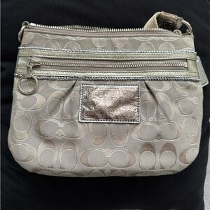 Coach Silver Signature Jacquard Crossbody Bag